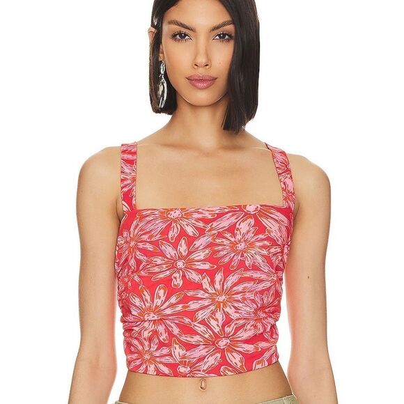 Free People NWT All Tied Up Tank in Red Combo Size Large - Picture 1 of 5